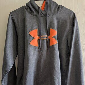 Under Armour Storm Pullover Hoodie Mens Size L Gray Orange Pocket Hoodie